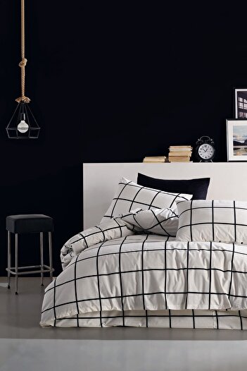 Cote Blanc Black Single 100% Cotton Tile Bedding Set