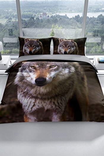 Cattleya Wolfeyes 3d Cotton Satin Double Duvet Cover Set