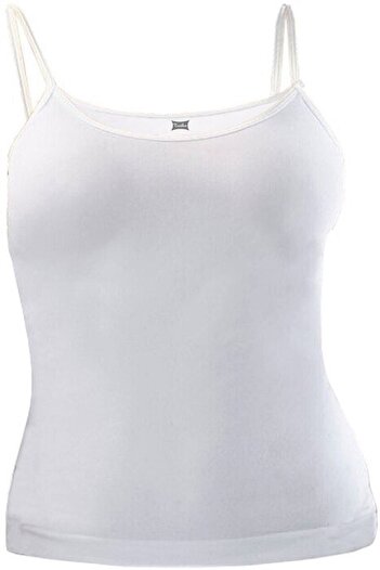 Tutku Women's 100% Cotton Undershirt with String Straps White - 5 Pieces