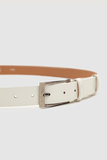 Twn White Patterned Belt
