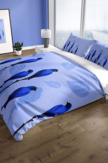 Cattleya Bluebird 3d Cotton Satin Double Duvet Cover Set