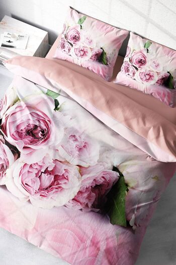 PerlaSera 3D Custom Design Softrose - Double Duvet Cover Set, Tightly Woven Cotton Satin