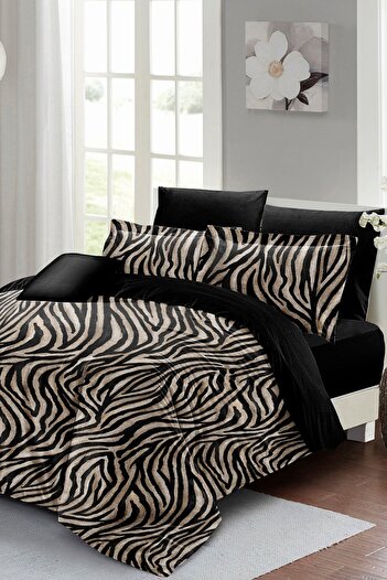 PerlaSera Zebra Black 3D Спеціальний дизайн - Двоспальний комплект постільної білизни з бавовняного сатину
