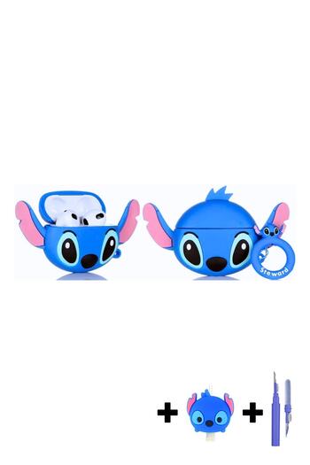 EWEC 3. Nesil Uyumlu Stitch Kılıf, Stitch Kablo Koruyucu Ve 3 In 1 Kulaklık Temizleme Kalemi 3'lü Set