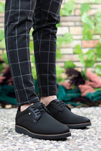 Riccon Men's Black Braided Casual Shoes0012192