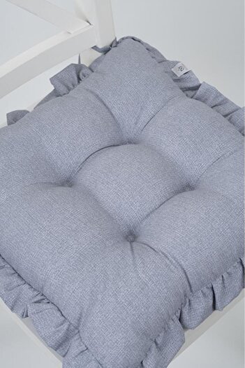 ALTINPAMUK 42x42cm Gray PouF Chair - Cushion with RuFFles and Laces