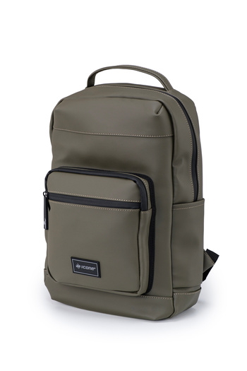 ICONE BAG Σακίδιο πλάτης με φερμουάρ Icone από συνθετικό δέρμα χακί