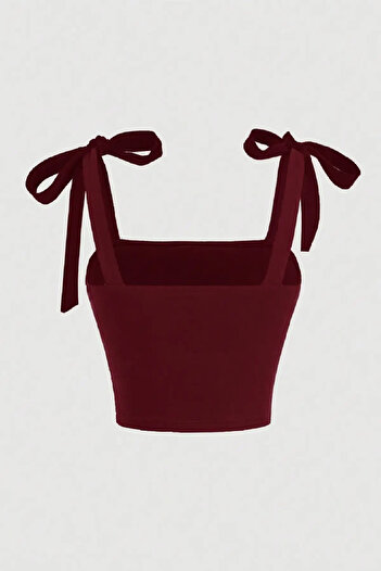 World Fashion Trends WFT5023B Fiyonklu Geniş Askılı Crop Bluz