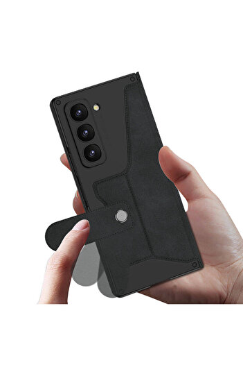 m.tk moveteck Samsung Galaxy Z Fold 6 Case with Stand S Pen Compartment Slot Card Holder Wallet Velvet 360