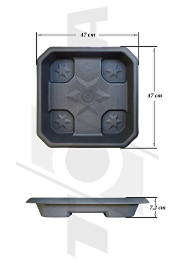 ToXA Saksı Tabağı 47cm Serinova Hisar No5 Tabak Gri Beyaz Altlığı Plastik Alt Su Haznesi Altlık