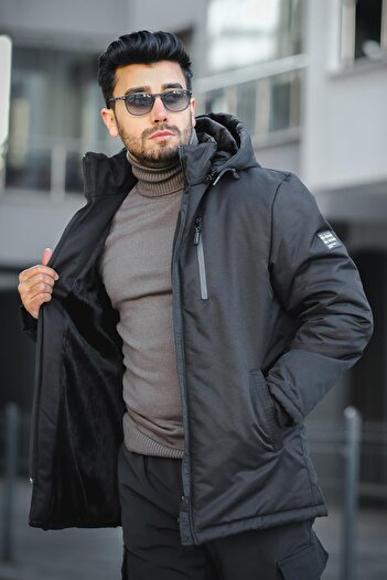 Oksit Rabze Fur Waterproof Hooded Coat