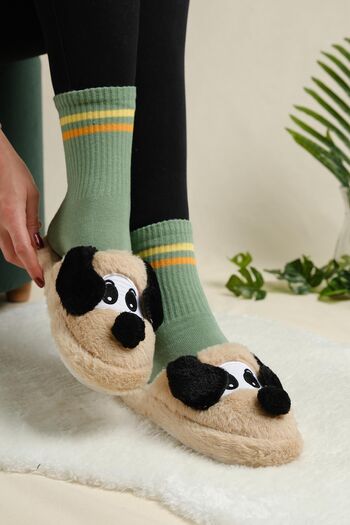 Oksit Oana Fluffy Animal Figured Slippers Women's Home Slippers Furry Slippers