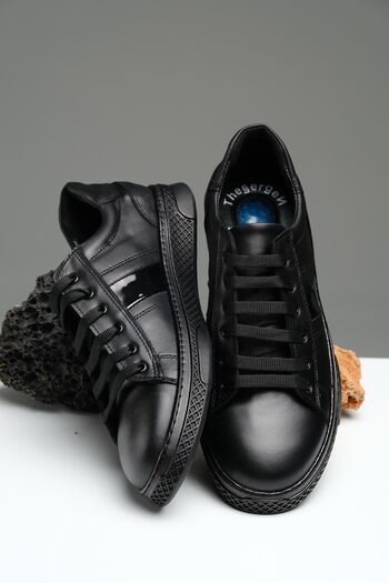 Oksit Adn 1210 Laced Patent Leather Detailed Orthopedic Heel Massage Genuine Leather Men's Shoes