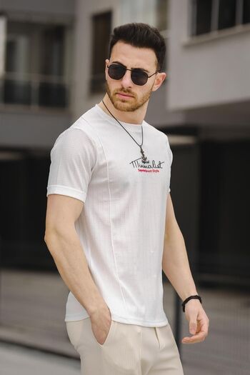 Oksit Minimalist Printed Slim Fit Lycra Men's Tshirt