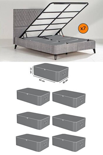 Spartek home textile 7 Pieces Anthracite - Sofa Bed Base Type Hurc - Large Size Storage Hurc under the Base 65 X 45 X 22 cm