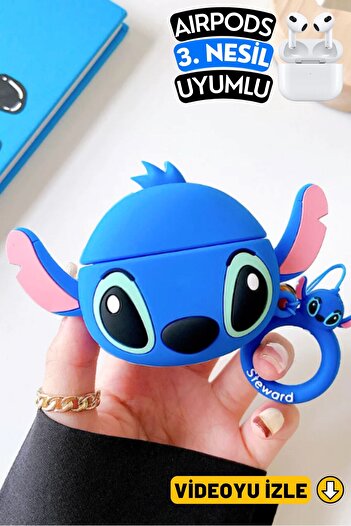 EWEC 3. Nesil Uyumlu Mavi Stitch Figürlü Sevimli Koruyucu Silikon Kılıf