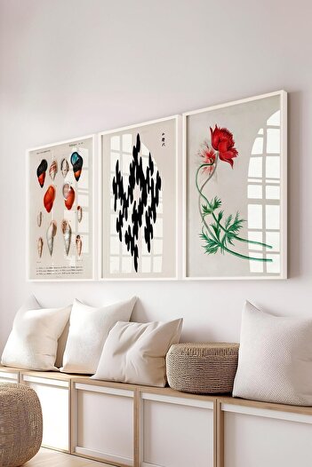Postifull Vintage Painting Set,3 Pcs White Frame and Poster - Bedroom, Kitchen, Living Room Wall Decor