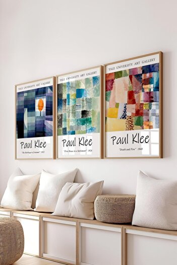 Postifull Paul Klee Painting Set with 3 Pieces Wooden Frame and Poster - Kitchen, Living Room, Bedroom Wall Decor