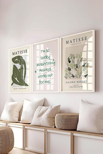 Postifull Σετ ζωγραφικής Matisse, 3 τμχ Λευκό πλαίσιο και αφίσα της σειράς Art - Διακόσμηση κρεβατοκάμαρας, κουζίνας, σαλονιού
