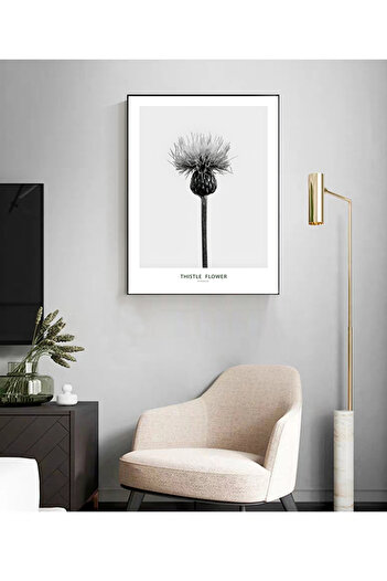 Linacci Single Black Metal Framed Flower Poster Glass Painting Set