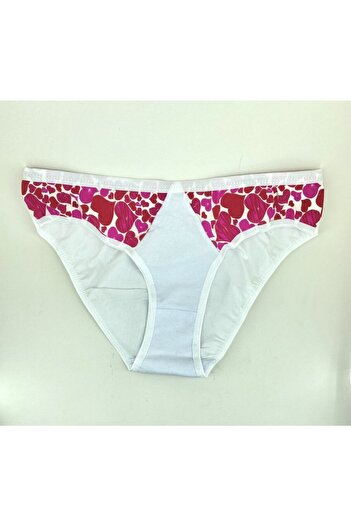 Tutku Women's White Jacquard Thick Strap White Undershirt 3-Piece & Patterned Bikini 3-Piece