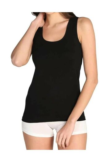 Tutku 6 Pieces Black Color Ribbed Thick Strap Undershirt