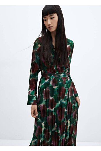 MANGO Woman Φόρεμα Wrap με πλισέ
