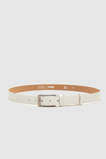 Twn White Patterned Belt