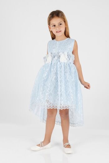 AHENGİM Kids Kız Çocuk Kuyruklu Dantelli Abiye Elbise Ak2208