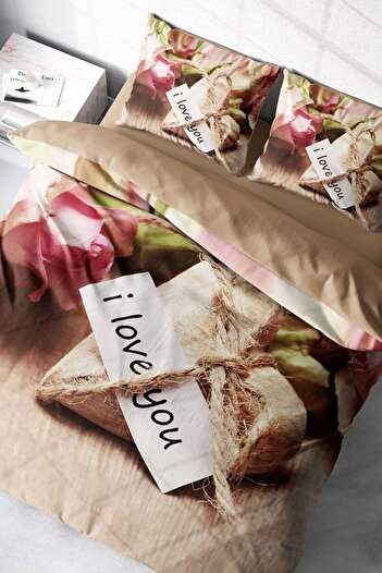 PerlaSera Love You 3D Custom Design - Double Duvet Cover Set, Tightly Woven Cotton Satin