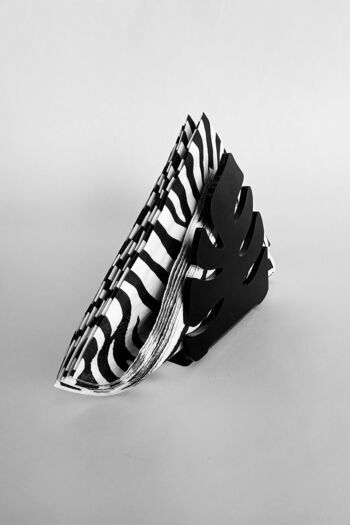 Story Tropical Leaf Themed Black Color Acrylic Napkin Holder