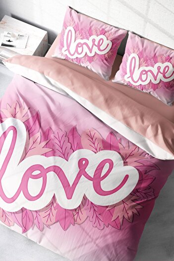 PerlaSera 3D Custom Design for Valentine's Day - Double Duvet Cover Set, Tightly Woven Cotton Satin