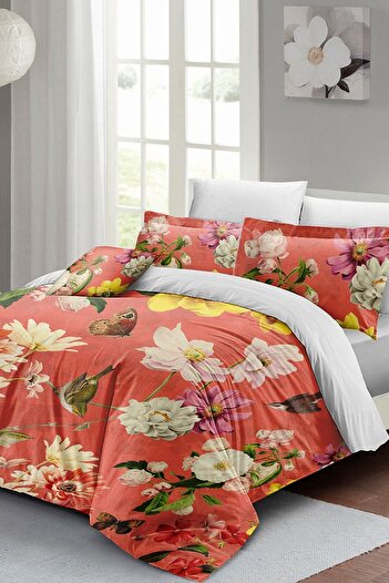 PerlaSera Rose Mix 3D Custom Design - Double Duvet Cover Set, Tightly Woven Cotton Satin