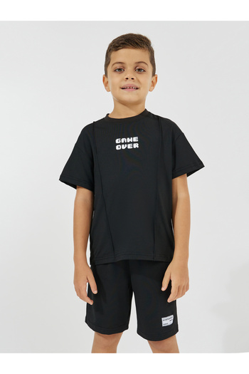 Styli Slogan Print Oversized T-Shirt & Shorts Set