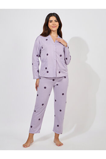 Take Two By Styli Polka Dot Print Long Sleeve Shirt & Pyjama Set