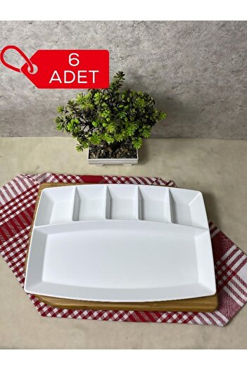 INNOX 6 Pieces Polycarbonate Breakfast Plate - 30x20 Cm Presentation Plate