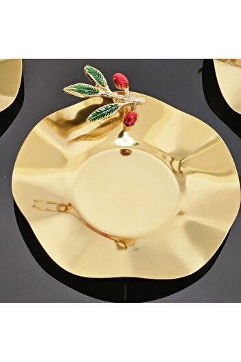 atabey home collection 6-Piece Metal Tea Plate - Olive Branch Luxury Plate