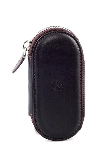 DAMY Genuine Handmade Leather Key Holder Zippered Leather Keychain Auto Vehicle Organizer Leather 786 Coffee