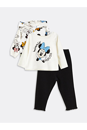 LC Waikiki LCW Minnie Mouse Printed - Baby Girls Crew Neck Σετ 3 τεμαχίων