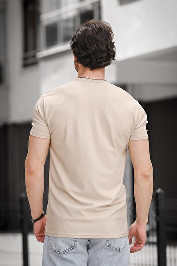 Oksit Ανδρικό μπλουζάκι Ft Tiger Pattern Jacquard Crew Neck Lycra Slim Fit