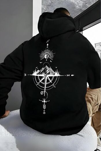 Oksit Men'S SweatShirt - CompaSS Back Printed, Cotton