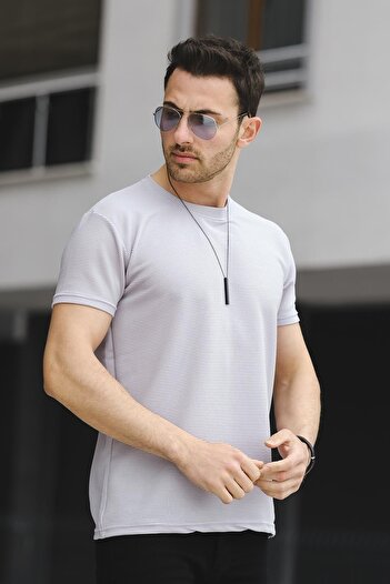 Oksit Caster Ottoman Fabric Basic Slim Fit Lycra Men's Tshirt
