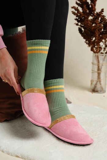 Oksit Mija Fluffy House Slippers No Sound Sole Washable Winter House Slippers Guest Slippers