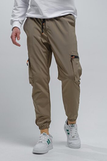 Oksit Baltassare Slim Fit Men's Tracksuit Bottom with Zipper Detail and Parachute Cargo Pocket