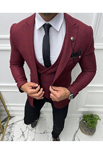 leonmen Italian Style Slim Fit Slim Fit Jacket Vest