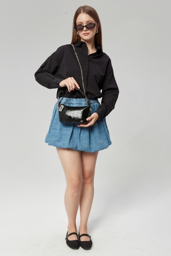 Morpelikan Women's Mini Shoulder Bag - Cross Chain Strap