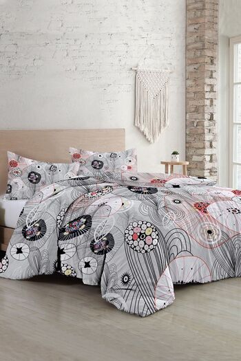 PerlaSera 3D Custom Design Grey Energy Luxury - Double Duvet Cover Set, Tight Woven Cotton Satin