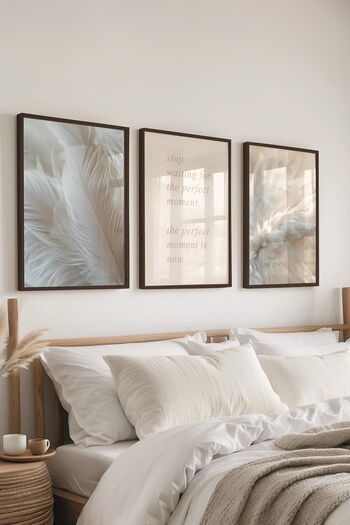 Postifull Set de pictură foto estetică, 3 bucăți cadru negru și poster - decor pentru bucătărie, sufragerie, dormitor