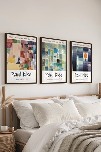 Postifull Paul Klee Painting Set, 3 Black Frames and Poster - Kitchen, Living Room, Bedroom Wall Decor