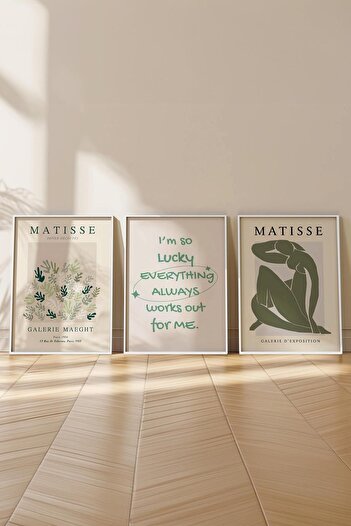 Postifull Σετ ζωγραφικής Matisse, 3 τμχ Λευκό πλαίσιο και αφίσα της σειράς Art - Διακόσμηση κρεβατοκάμαρας, κουζίνας, σαλονιού